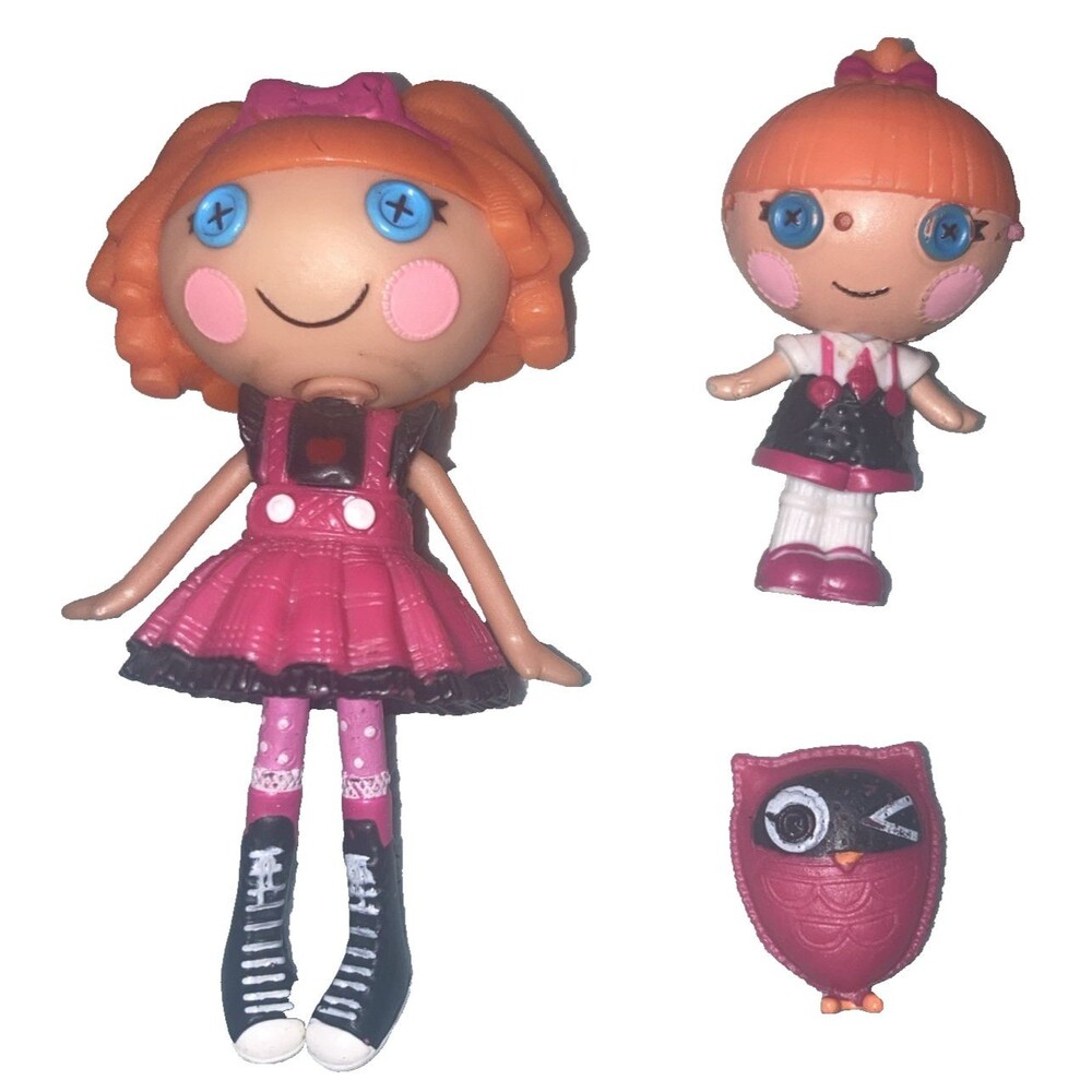 Lalaloopsy Mini Doll Set Bea Spells a Lot, sister Specs, pet owl, 3"